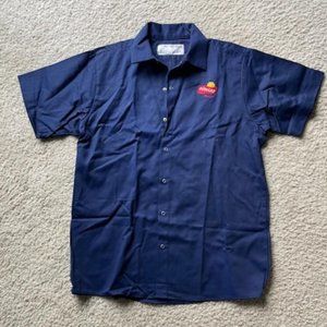 Short Sleeve Snap Up 100% Cotton Shirt, Lightweight Work Shirt Size L Navy NWOT